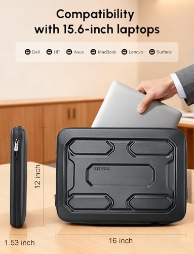 DOMISO 15.6 inch Laptop Sleeve Shoulder Bag Shockproof Computer Bag Waterproof EVA Protective Carrying Case for 15.6" Lenovo Yoga 720 IdeaPad 310 320 ThinkPad T570/Dell Inspiron 15/HP Envy 15, Black - size: 15.6 inch