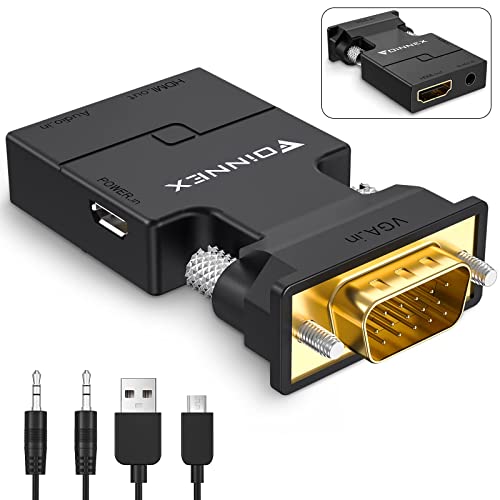 VGA to HDMI Adapter with Audio, Uni-Direction VGA (Source) to HDMI (TV/Monitor), Active VG A in HDM I Convertor Male to Female 1080P Video Dongle for Laptop,Computer,Projector - size: VGA to HDMI Adapter with Audio