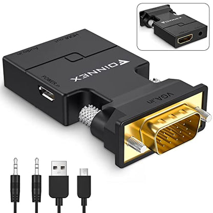 VGA to HDMI Adapter with Audio, Uni-Direction VGA (Source) to HDMI (TV/Monitor), Active VG A in HDM I Convertor Male to Female 1080P Video Dongle for Laptop,Computer,Projector - size: VGA to HDMI Adapter with Audio