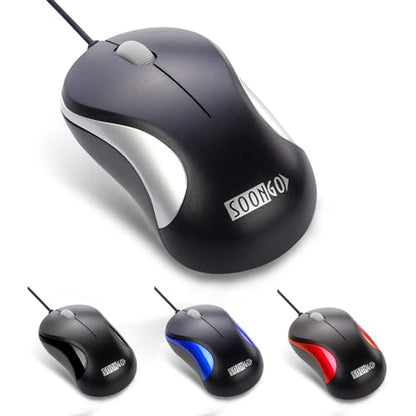 SOON GO Computer Mini USB Wired Optical Mouse Portable for Laptop, Notebook, MacBook - Silver - color: Silver