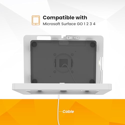 Tablet Wall Mount Compatible with Microsoft Surface Go 1 2 3 4 Anti Theft with Lock Tiltable Adjustable - BSW101WR - color: White