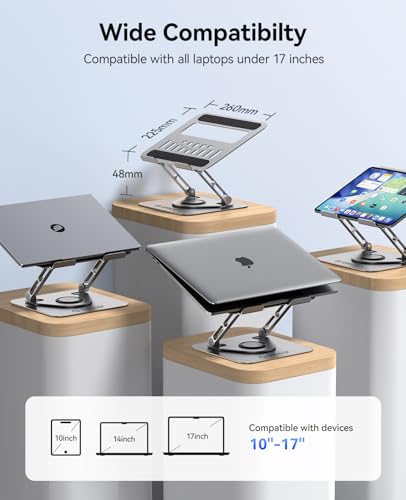 ORICO Adjustable Laptop Stand for Desk, 360° Rotating Base, Foldable Aluminum Alloy Computer Stand with Ventilated Design, Compatible with MacBook Neo/Air/Pro, Dell, XPS, HP up to 17'' - ST12, Gray - color: Gray