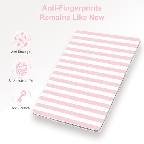 G JGOO Compatible with MacBook Air 13 inch Case 2026 2025-2022 M5 A3449 M4 A3240 M3 A3113 M2 A2681, Plastic Hard Shell for MacBook Air 13.6 inch Case+ Keyboard Cover+Screen Protector, Pink Stripe - color: Pink Stripes