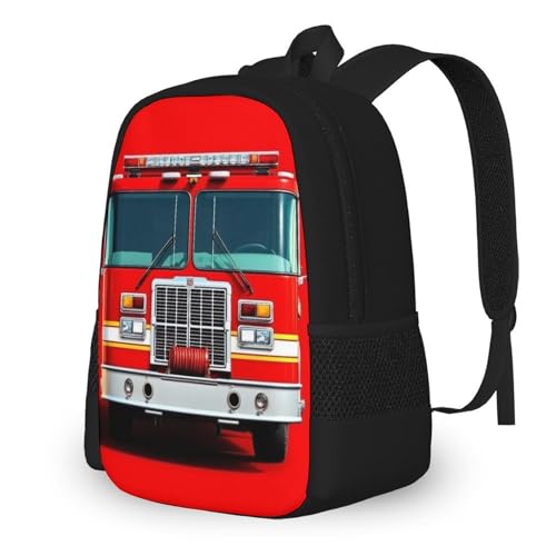Large Water Resistant College Bag, Computer Bag, Durable Travel Laptop Backpack For Women Men Cute Red Fire Truck Print - color: Color567