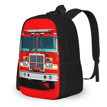 Large Water Resistant College Bag, Computer Bag, Durable Travel Laptop Backpack For Women Men Cute Red Fire Truck Print - color: Color567