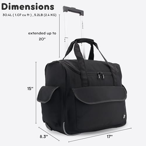 J World New York Donna Rolling Tote Bag on Wheels. Laptop Carry-On, Black (Measures 15 X 17 X 8.3 inches, Holds over 35 litres) - color: Black