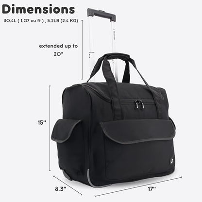 J World New York Donna Rolling Tote Bag on Wheels. Laptop Carry-On, Black (Measures 15 X 17 X 8.3 inches, Holds over 35 litres) - color: Black