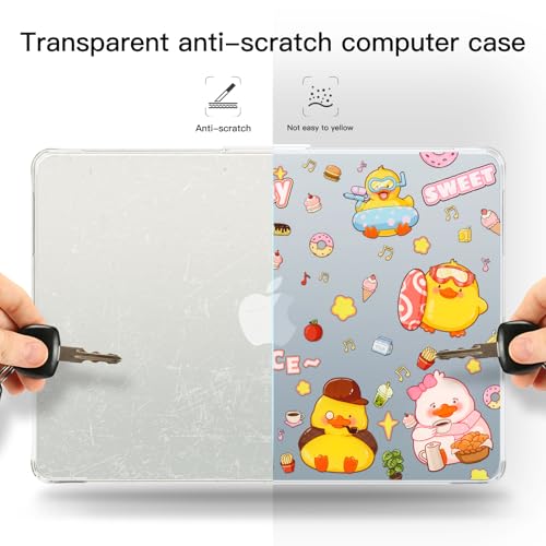 Batianda Premium Clear TPU Case for New MacBook Air 13.6" M5/M4/M3/M2 with Fun Pattern, Ultra-Slim Lightweight Protective Shell with Anti-Yellowing, Scratch Resistance & TPU Keyboard Cover, Cute Duck - color: Cute Duck