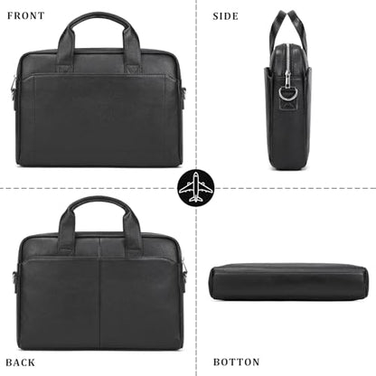 Leather Laptop Bag for Men Briefcase Fits 15.6 Inch Notebook Portable Shoulder Messenger Crossbody Bag for Travel Office - color: 15black