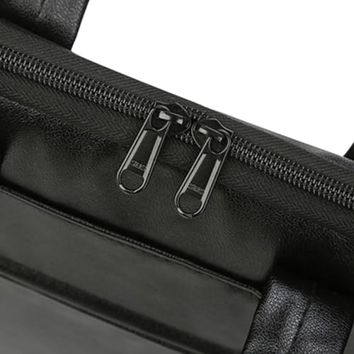 Tote Laptop Bag with Handles Zippers Organize for Notebook Computer Sleeve Handbag Bag Leather Laptop for Men - color: Black