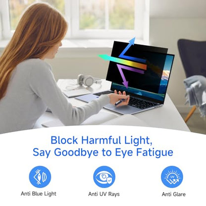 ZOEGAA 4-way 360° Privacy Screen For 14 Inch 16:9 Laptop That Screen Size is 12.2 in Wide and 6.8 in High. Removable Privacy Screen For Laptop Monitor, Anti Glare And Blue Light, Compatible With HP Dell Lenovo Asus Samsung Acer Thinkpad - size: 14 in 16:9