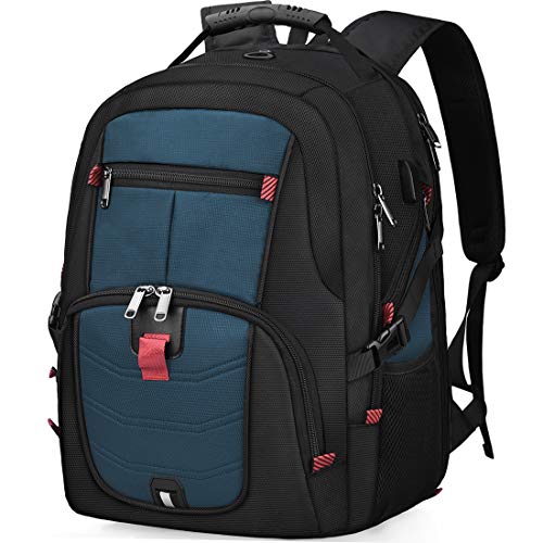 NUBILY Laptop Backpack 17 Inch Waterproof Extra Large TSA Travel Backpack Anti Theft College Business Mens Backpacks with USB Charging Port 17.3 Gaming Computer Backpack for Women Men Blue 35.45L - color: Blue, size: 17.3 inch