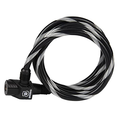 BRINKS - 3/8" X 6' Keyed Locking Flexible Steel Loop Cable - Heavy Duty Vinyl Wrap for Corrosion Protection