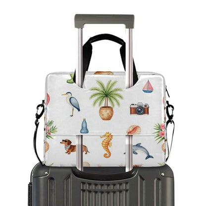 Laptop Zipper Case Portable Crossbody Messenger with Handle and Shoulder Strap 15.6 inch Case Hard Cover with Zipper Sea Ocean Animal Summer
