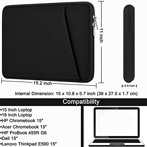15 inch Laptop Sleeve, Shockproof Protective Cover Handbags Portable | Laptop Case, Handbags Briefcase Laptop Bag Compatible with 14" MacBook Air/Pro HP Asus Lenovo Notebook Computer - color: Black, size: 15 inch