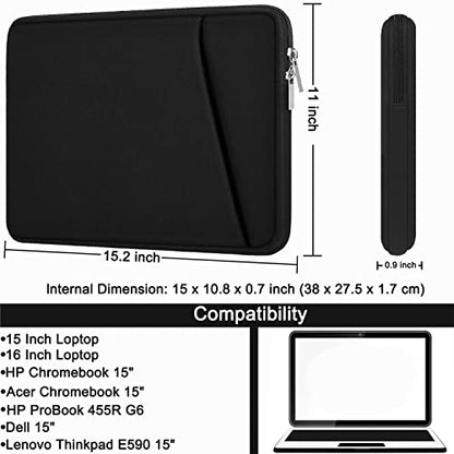 15 inch Laptop Sleeve, Shockproof Protective Cover Handbags Portable | Laptop Case, Handbags Briefcase Laptop Bag Compatible with 14" MacBook Air/Pro HP Asus Lenovo Notebook Computer - color: Black, size: 15 inch