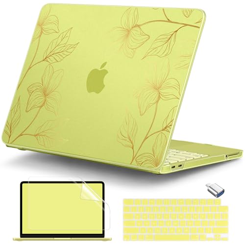 for MacBook Neo 13 inch Case 2026 (Model A3404), Artistic Floral Pattern Ultra Slim Frosted Matte Hard Shell, Anti-Scratch & Fingerprint Resistant Cover - Golden Floral - color: Golden Floral