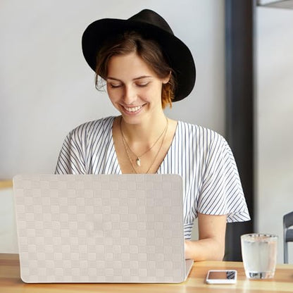 for MacBook Pro 13 inch Case M2 2026-2023, 2022-2016 A2338 M1 A2251 A2289 A2159 A1989 A1708 A1706, Checkered Textured Cream Leather Hard Shell No Logo Cutout&Keyboard Cover, Beige Checkerboard - color: Checkerboard Beige, size: 2016-2026 Macbook Pro 13 in