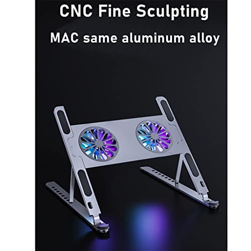 Aluminum Adjustable Laptop Stand for Tablet Notebook Cooling Fan Pad Portable Base - color: E