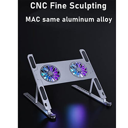Aluminum Adjustable Laptop Stand for Tablet Notebook Cooling Fan Pad Portable Base - color: E