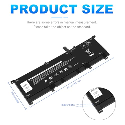 8N0T7 TMFYT Laptop Battery for Dell XPS 15 9575 2-in-1 Precision 5530 2-in-1 Series P73F001 15-9575-D1805TS D1605TS D2801TS D2605TS i5-8305G i7-8705G 2-in-1 Notebook 08N0T7 0TMFYT P73F D69V4 451-BCJG - size: 12.01*3.46*0.31inch 8N0T7