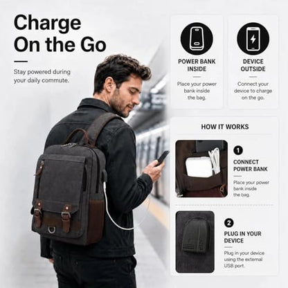 Sling Bag Large Capacity: Crossbody Bag for Men Fits 15.6 Inch Laptop A4 Files with Anti Theft USB Port - color: Black-xl