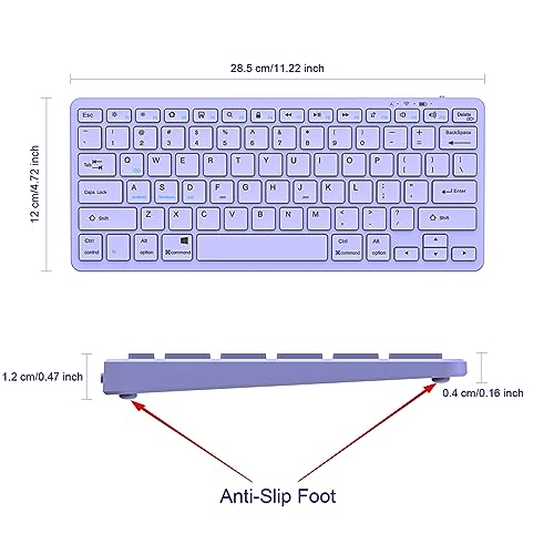TaIYanG Bluetooth Keyboard for iPad Wireless Keyboard Compatible with iPad A16 11th 10th Generation, 10.2(9th/8th/7th Gen), Air/Pro/Mini and All Bluetooth Devices (Light Purple) - color: Light Purple