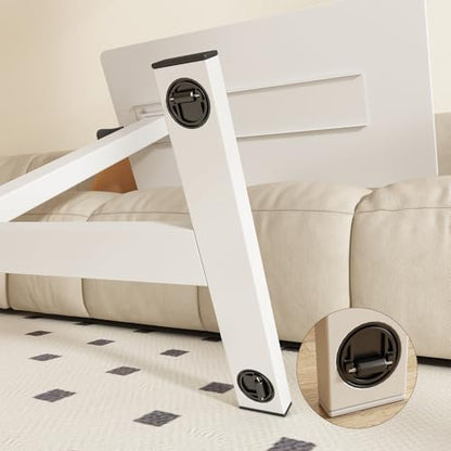 Overbed Bedside Table with Wheels Hospital Bedside Desk,White | Adjustable Hospital & Home Use Bed Table Rolling Laptop Table Mobile Standing Desk Rolling Computer Cart Over Bed Tray Table - color: White1, size: 27.6 inches