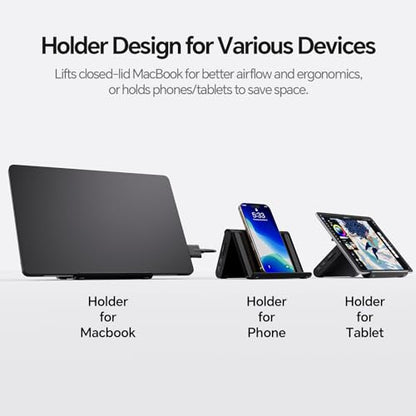 MacBook Docking Station Dual Monitor 4K@60Hz for MacBook Pro/Air M4/M5 | PULWTOP Macbook Pro Stand USB C Dock with 2 HDMI, Gigabit Ethernet, 3 USB 10Gbps, SD/TF, Audio, PD for Home & office, Black
