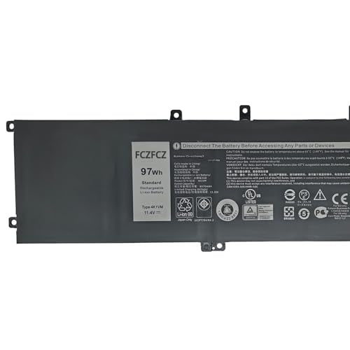 4K1VM Laptop Battery 97Wh Replacement for Dell G7 17 7700 / XPS 15 7590 9550 9560 9570 / Precision 5510 5520 5530 5540 Series V0GMT W62W6 0W62W6 9TM7D 09TM7D NYD3W 0NYD3W TJDRR 0XYCW0 11.4V - size: 12.0*3.0*0.8 inch 4K1VM