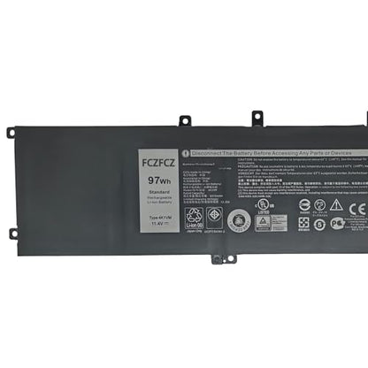 4K1VM Laptop Battery 97Wh Replacement for Dell G7 17 7700 / XPS 15 7590 9550 9560 9570 / Precision 5510 5520 5530 5540 Series V0GMT W62W6 0W62W6 9TM7D 09TM7D NYD3W 0NYD3W TJDRR 0XYCW0 11.4V - size: 12.0*3.0*0.8 inch 4K1VM