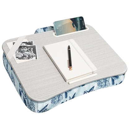 LAPGEAR Designer Lap Desk – Blue Blossoms, 2-Pack with Storage Basket - color: Blue Blossoms, size: 2-Pack Lap Desks + Basket