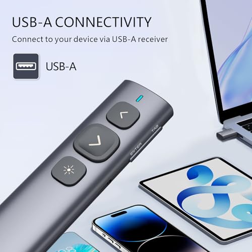 N95 Presentation Clicker, PowerPoint Clicker for Presentation Remote, Rechargeable Wireless Presenter Pointer, Slide Advancer for PC/Laptop/e-Book in Classroom, Auditorium, Church (Red, USB-A) | PowerPoint Clicker for Presentation Remote, Long-Range Wirel