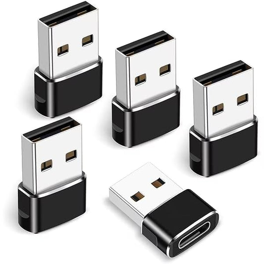 USB C to USB Adaptor 5 Pack,USB to USB C Adapter,Type C Male to A Female Charger Converter Kit Connectors for Laptops, Phones, Tablets, Computers, Electronics