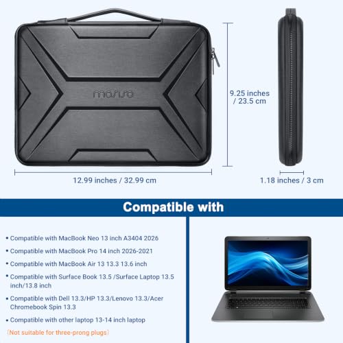 MOSISO Laptop Case 13.3 inch, 13-13.3 inch Laptop Sleeve, Black | Compatible with MacBook Neo/Air 13.6/Pro 13/Pro 14,HP Dell Lenovo,Artistic Geometric EVA Carrying Case Hard Shell with Handle - color: Black, size: 13.3 inch