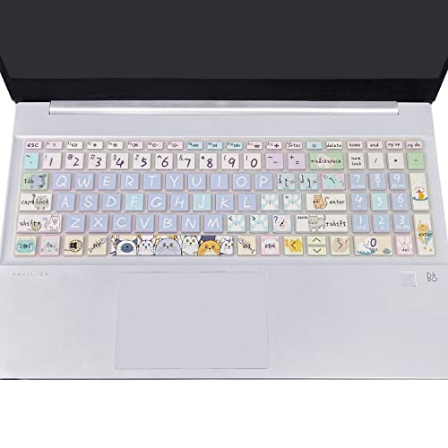 Silicone Keyboard Cover for 15.6 HP Laptop 15-fc 15-fd 15t-fd 15z-fc/HP Pavilion 15-eg 15t-eg 15-eh 15-er, 17z-ca 17-cn 17-cp 17z-cp Model Series,Cute Cat - color: Cute Cat