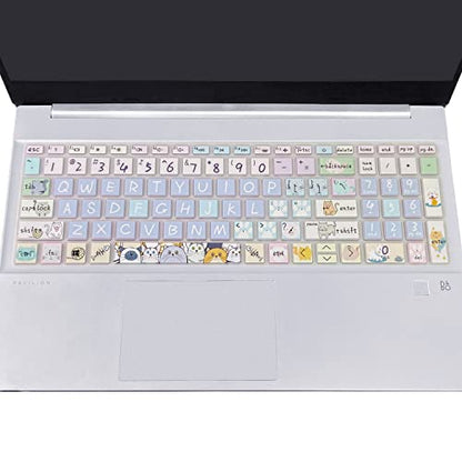 Silicone Keyboard Cover for 15.6 HP Laptop 15-fc 15-fd 15t-fd 15z-fc/HP Pavilion 15-eg 15t-eg 15-eh 15-er, 17z-ca 17-cn 17-cp 17z-cp Model Series,Cute Cat - color: Cute Cat