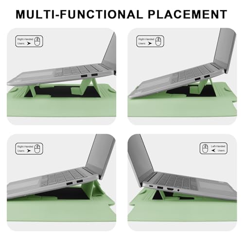 HoYiXi 13.3'' /13.6'' Laptop Sleeve Case PU Leather with Stand Compatible with MacBook Pro 14/MacBook Air 13(M1 M2)/ASUS Vivobook 14/Dell XPS 13/ASUS Matebook,13-14'' Laptop Bag,Green - color: Green, size: 13.3'' / 13-14 Inch Laptop