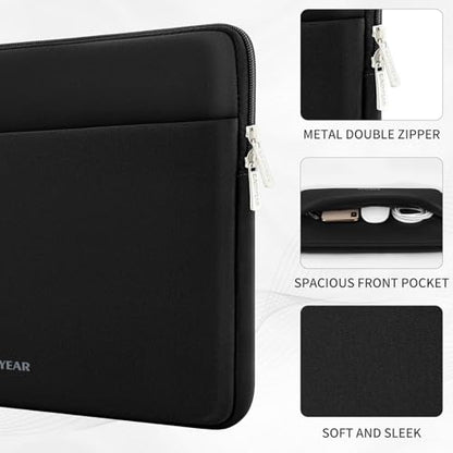RAINYEAR Laptop Sleeve Case 13.3 Inch, Protective Portable Case with Front Pocket, Briefcase Handbag Laptop Bag Compatible with 13.3-14 Inch Laptop PC, 14 Inch MacBook Pro M5 M4 M3 M2 M1, Black - color: Black, size: 13.3-14 inch