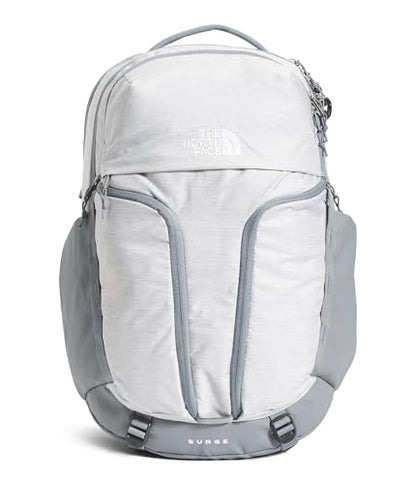 The North Face Surge Commuter Laptop Pack, Wht Met Mélange/Mid Gy-NPF, OSFA | Everyday Travel Bag, Laptop Sleeve, Water-Repellent - color: Tnf White Metallic Mélange/Mid Grey-npf