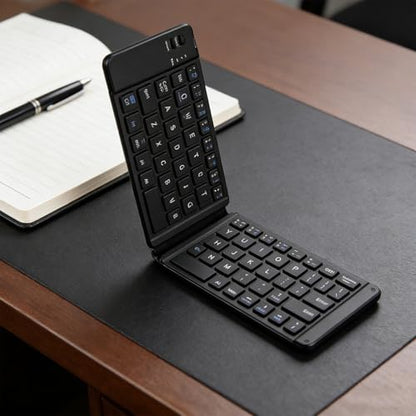 Yoidesu Foldable Bluetooth Keyboard, Ultra Slim Portable Wireless Keyboard, Quiet Rechargeable Dual Mode Portable Folding for Tablets Desktop Computers Laptops (Black)