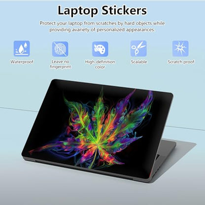 Universal Laptop Skin Sticker with 2 Wrist Pad Skins, Waterproof Scratch Resistant Vinyl Laptop Cover Decal, Cut to Fit for 11–15.6 Inch MacBook HP Dell Lenovo, Color Weed - color: Color Weed