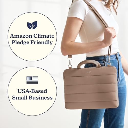 Vandel 15-16 inch Laptop Carrying Case Sleeve w. Strap, Shoulder Bag Handle | Fits Macbook Air 15, Macbook Pro 16 Carrying Case, 16 in Laptop Computer Bag for Women,15.6 in HP, Dell Messenger - color: 2. Latte, size: 15-16 Inch