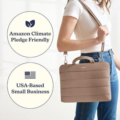 Vandel 13-14 inch Laptop Carrying Case Sleeve w. Strap, Shoulder Bag Handle | Fits MacBook Air 13 Inch MacBook Pro 14 Carrying Case Messenger, Laptop Computer Bag for Women, Hidden Front Zipper Pocket - color: 2. Latte, size: 13-14 Inch