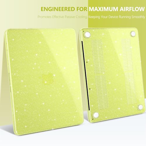 DONGKE Glitter Case for MacBook Neo 13 Inch 2026 (Model A3404 | A18 Pro Chip) | Clear Sparkly Hard Shell Cover with Screen Protector | Keyboard Cover & 2 USB-C Adapters - Bling Citrus - color: Bling Citrus