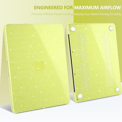 DONGKE Glitter Case for MacBook Neo 13 Inch 2026 (Model A3404 | A18 Pro Chip) | Clear Sparkly Hard Shell Cover with Screen Protector | Keyboard Cover & 2 USB-C Adapters - Bling Citrus - color: Bling Citrus