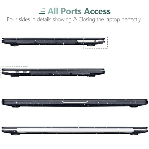 for MacBook Pro 13 inch Case 2023 2022 2021 2020 Release Model A2338 M2/M1 A2289 A2251 with Touch Bar & Touch ID, Glitter Bling Plastic Hard Shell Case & Keyboard Cover, Star Black - color: Star Black