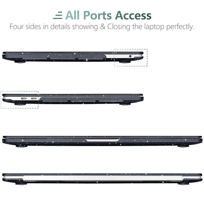 for MacBook Pro 13 inch Case 2023 2022 2021 2020 Release Model A2338 M2/M1 A2289 A2251 with Touch Bar & Touch ID, Glitter Bling Plastic Hard Shell Case & Keyboard Cover, Star Black - color: Star Black