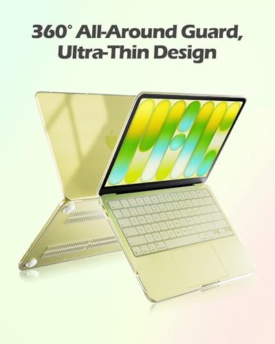 ProCase Clear Case for MacBook Neo 13 Inch 2026 Model A3404, Ultra-Thin Hard Shell Protective Laptop Cover with Keyboard Cover & 50 PCS Yellow Stickers - color: Clear Case + Yellow Stickers