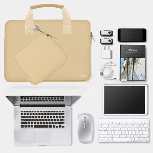 Hseok Laptop Sleeve 13.3-14 inch Case with Small Pouch, Neoprene Computer Bag Compatible with MacBook Neo/Pro 14 M5/M4/M3/M2/M1, Mac Air/Pro 13.3, XPS 14 and Most 13-14 inch Notebooks,Champagne - color: Champagne, size: 13"-14"